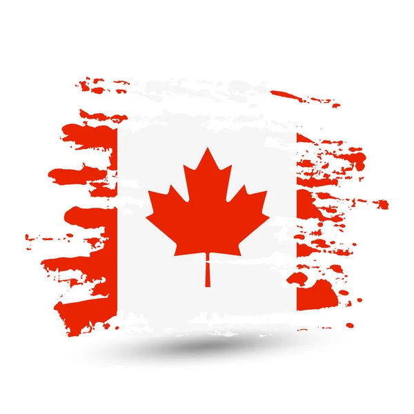 Grunge Penseldrag Med Kanada Flagga Stil Akvarell Ritning Vector Isolerad — Stock vektor