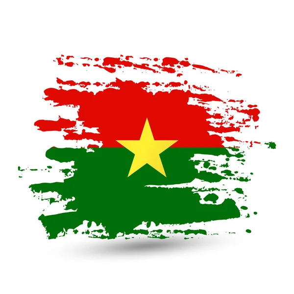 Grunge Pinselstrich Mit Burkina Faso Nationalflagge Stil Aquarellzeichnung Vektor Isoliert — Stockvektor