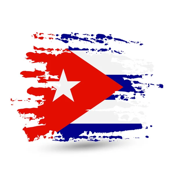 Pennellata Con Bandiera Nazionale Cubana Disegno Acquerello Stile Vettore Isolato — Vettoriale Stock