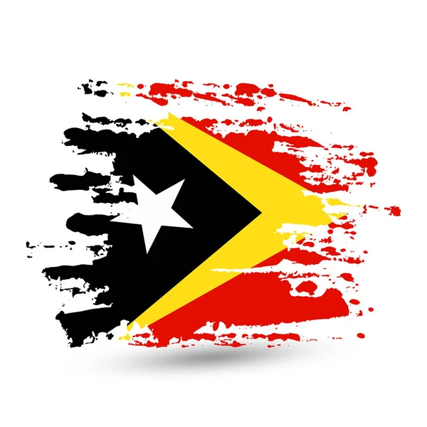 Pincelada Grunge Con Bandera Nacional Timor Oriental Estilo Acuarela Dibujo — Vector de stock