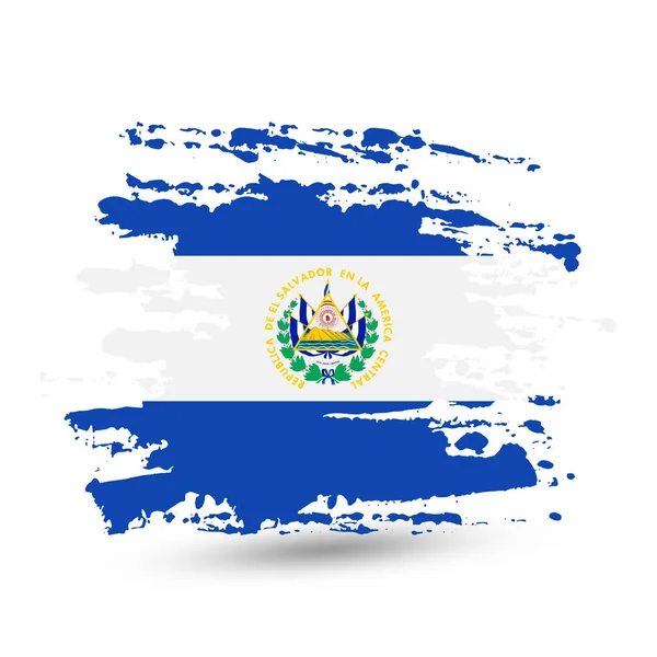 엘살바도르의 국기와 브러쉬 선입니다 스타일 수채화 도면입니다 배경에 — 스톡 벡터