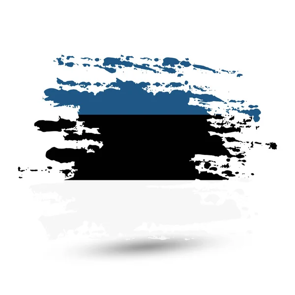 Grunge Brush Stroke Estonia National Flag Style Watercolor Drawing Vector — Stock Vector