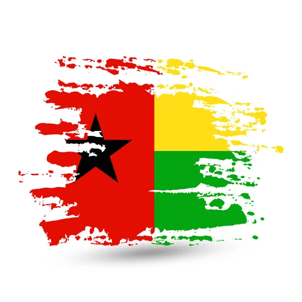 Grunge Pinselstrich Mit Guinea Bissau Nationalflagge Stil Aquarellzeichnung Vektor Isoliert — Stockvektor