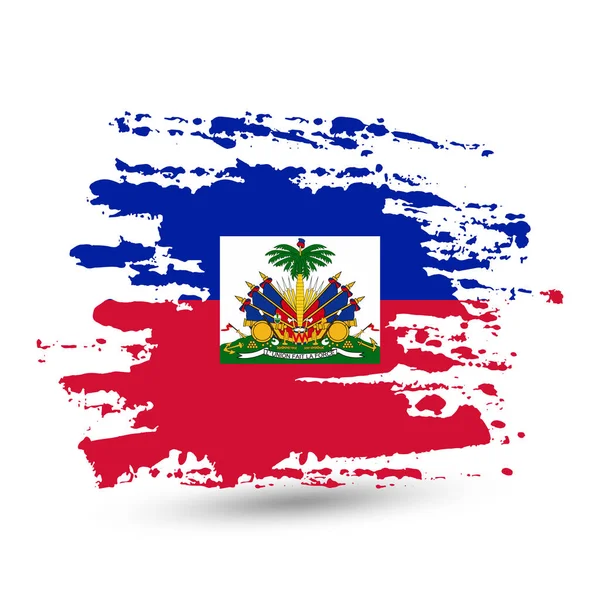 아이티의 국기와 브러쉬 선입니다 스타일 수채화 도면입니다 배경에 — 스톡 벡터