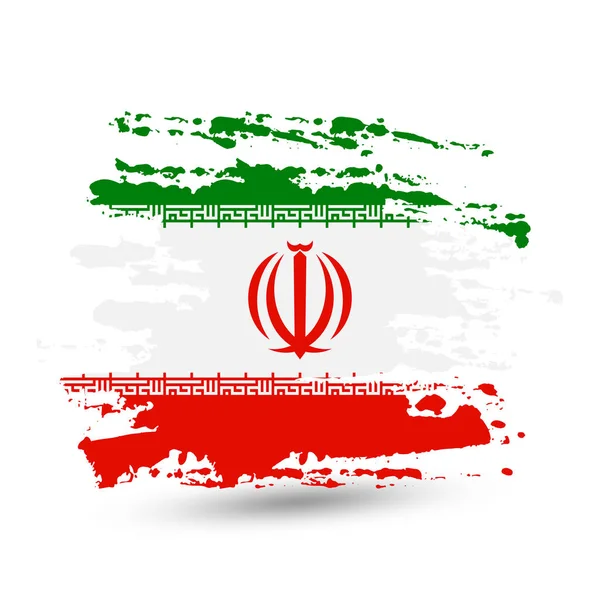 Гранж Мазок Кистью Национальным Флагом Ирана Стильный Акварельный Рисунок Вектор — стоковый вектор