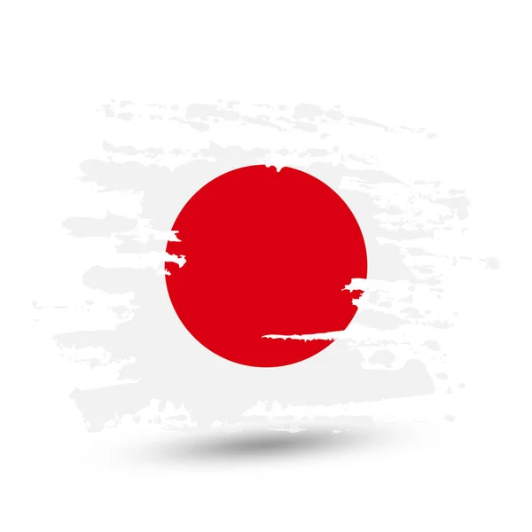日本国旗とグランジ ブラシ ストローク スタイル水彩図面 白い背景に分離されたベクトル — ストックベクタ