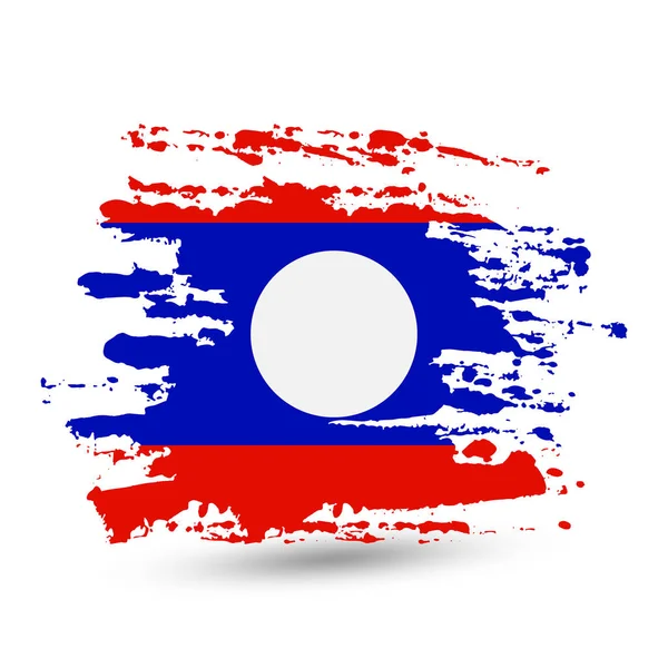 Pincelada Grunge Con Bandera Nacional Laos Estilo Acuarela Dibujo Vector — Vector de stock