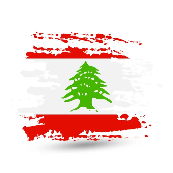 Grunge Brush Stroke Lebanon National Flag Style Watercolor Drawing Vector — Stock Vector