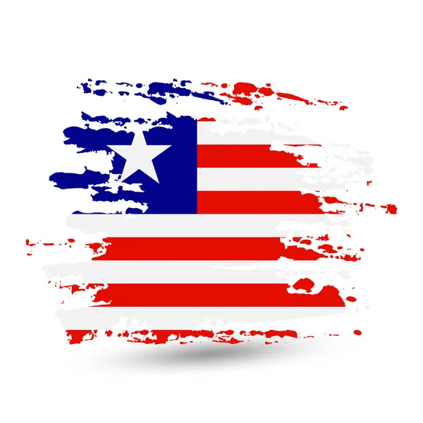 Pincelada Grunge Con Bandera Nacional Liberia Estilo Acuarela Dibujo Vector — Vector de stock