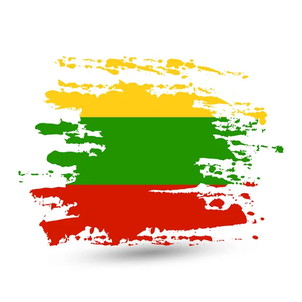 Grunge Brush Stroke Lithuania National Flag Style Watercolor Drawing Vector — Stock Vector