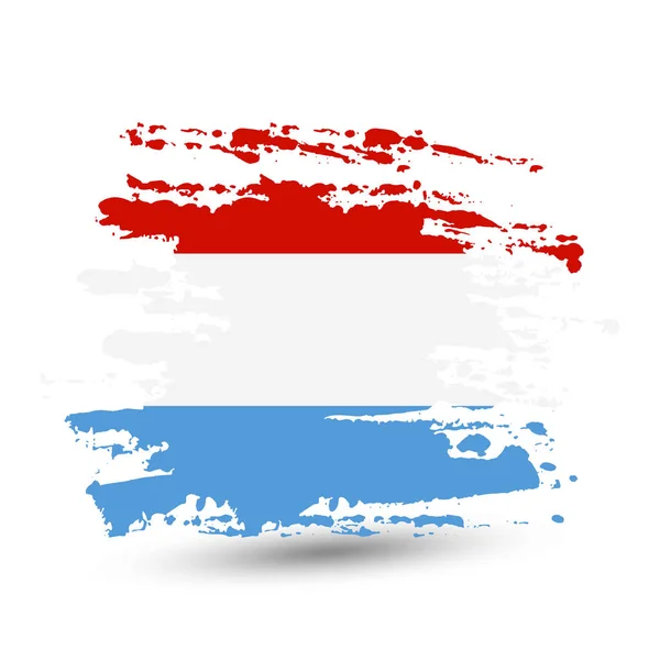 Grunge Penseldrag Med Luxemburgs Flagga Stil Akvarell Ritning Vector Isolerad — Stock vektor