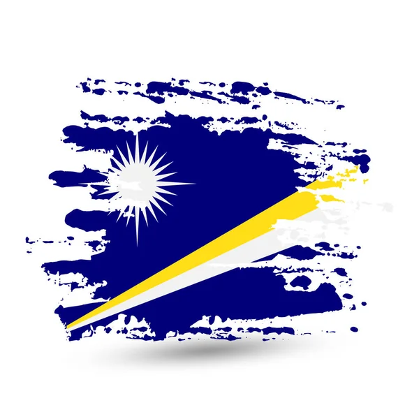 Grunge Penseldrag Med Marshall Islands Flagga Stil Akvarell Ritning Vector — Stock vektor