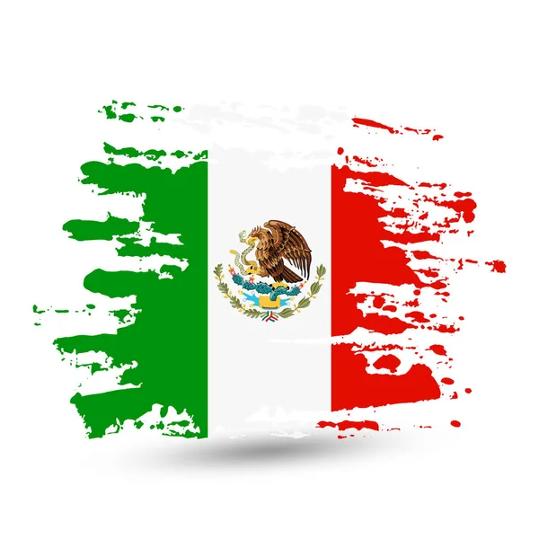 Grunge Pinselstrich Mit Mexikanischer Nationalflagge Stil Aquarellzeichnung Vektor Isoliert Auf — Stockvektor