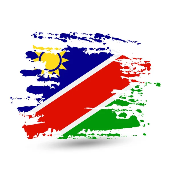 Grunge Penseelstreek Met Nationale Vlag Van Namibië Stijl Aquarel Tekening — Stockvector