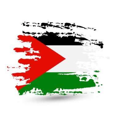 Palestine ulusal bayrak ile grunge fırça darbesi. Stil suluboya çizimi. Beyaz arka plan üzerinde izole vektör.