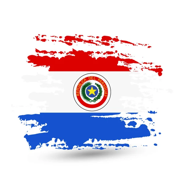 与巴拉圭国旗的垃圾刷中风 风格水彩画 白色背景上的矢量隔离 — 图库矢量图片