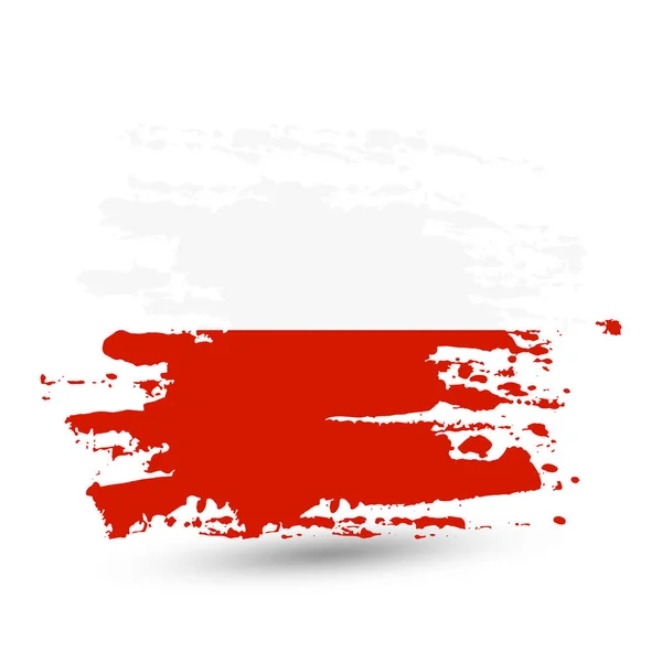 Grunge Tah Štětce Polsko Státní Vlajka Styl Akvarel Kresba Vektor — Stockový vektor