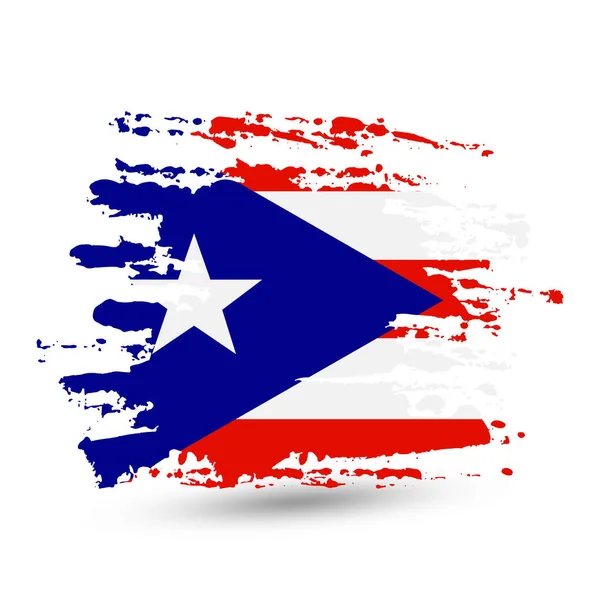 Grunge Πινέλου Εθνική Σημαία Του Πουέρτο Ρίκο Στυλ Υδροχρώματος Σχέδιο — Διανυσματικό Αρχείο