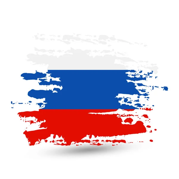 Grunge Penseldrag Med Ryssland Flagga Stil Akvarell Ritning Vector Isolerad — Stock vektor