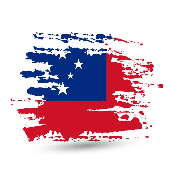 Pincelada Grunge Con Bandera Nacional Samoa Estilo Acuarela Dibujo Vector — Vector de stock