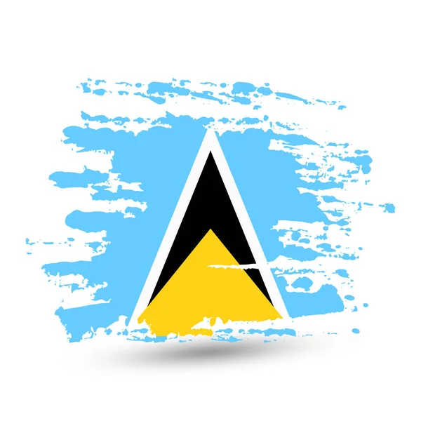 Pennellata Con Bandiera Nazionale Santa Lucia Disegno Acquerello Stile Vettore — Vettoriale Stock