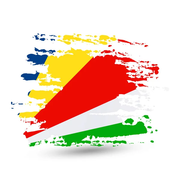 Pincel Grunge Com Bandeira Nacional Das Seychelles Estilo Desenho Aquarela — Vetor de Stock