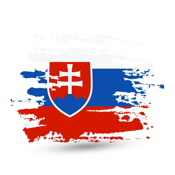 Grunge Penseldrag Med Slovakien Nationella Flagga Stil Akvarell Ritning Vector — Stock vektor