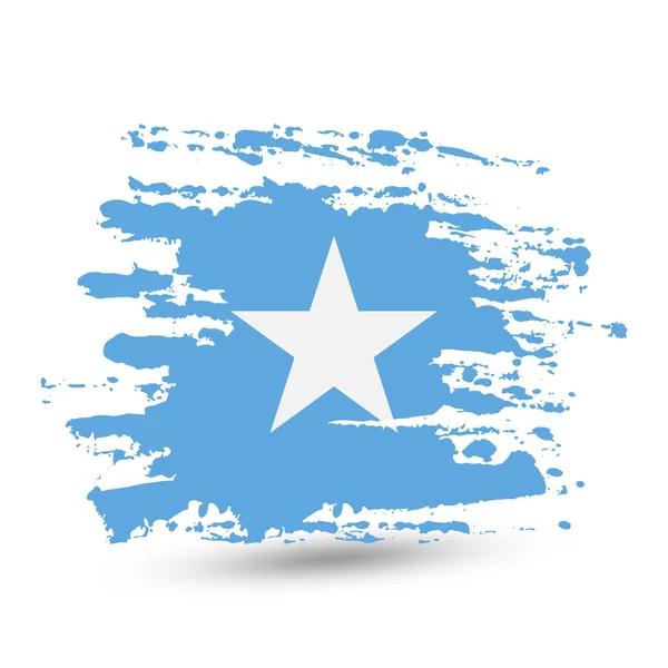 Grunge Fırça Darbesi Somali Ulusal Bayrak Ile Stil Suluboya Çizimi — Stok Vektör