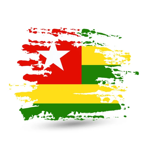 Pincelada Grunge Con Bandera Nacional Togo Estilo Acuarela Dibujo Vector — Vector de stock