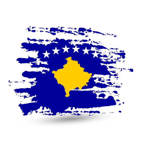Pennellata Con Bandiera Nazionale Del Kosovo Disegno Acquerello Stile Vettore — Vettoriale Stock