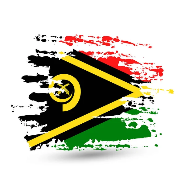 Pincelada Grunge Con Bandera Nacional Vanuatu Estilo Acuarela Dibujo Vector — Vector de stock