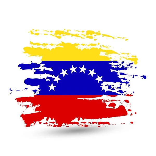 Pincelada Grunge Con Bandera Nacional Venezuela Estilo Acuarela Dibujo Vector — Vector de stock