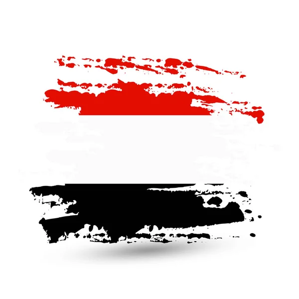 Pincelada Grunge Con Bandera Nacional Yemen Estilo Acuarela Dibujo Vector — Vector de stock