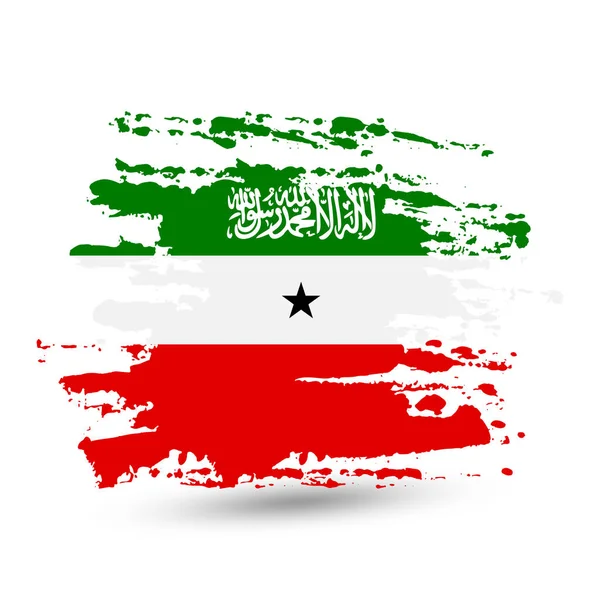 Grunge Brush Stroke Somaliland National Flag Watercolor Painting Flag Poster — Stock Vector