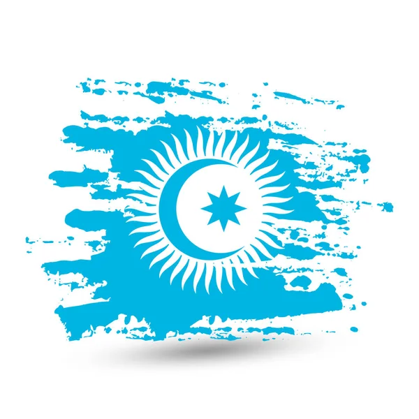 Grunge Brush Stroke Turkic Council National Flag Watercolor Painting Flag — Stock Vector