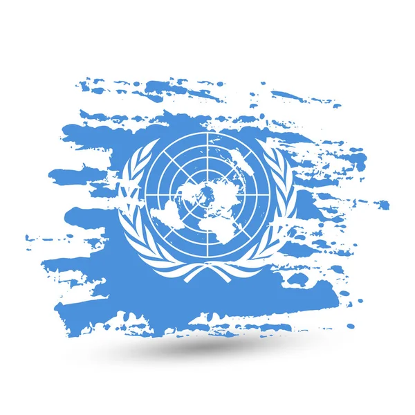 Pincelada Grunge Con Bandera Las Naciones Unidas Bandera Pintura Acuarela — Vector de stock