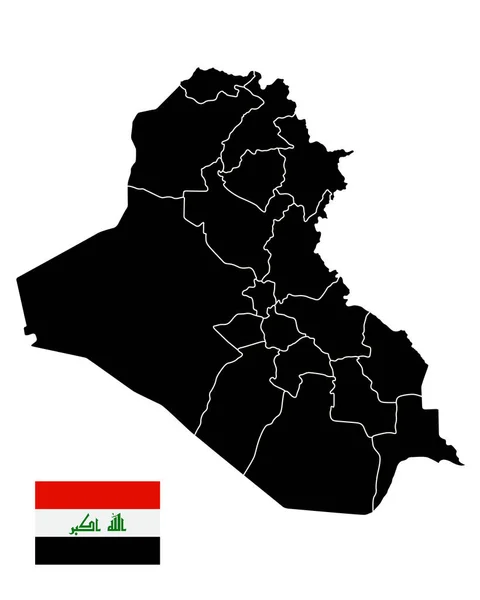 Iraq Mappa Nera Isolata Bianco Mappa Bianca Dell Iraq Isolata — Vettoriale Stock
