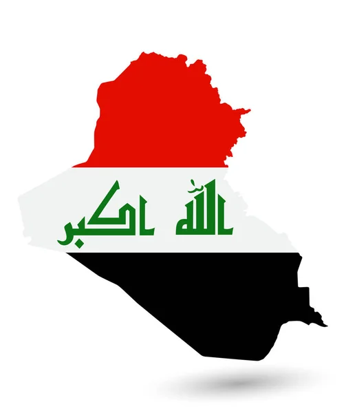 Irakische Landkarte Mit Flagge Auf Weißem Hintergrund Vektorillustration — Stockvektor