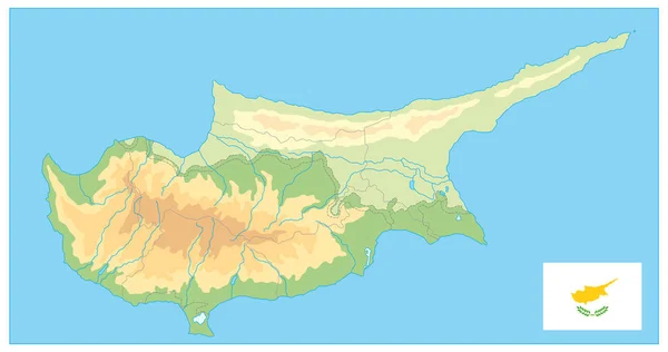 Mapa Fizyczna Cypr Brak Tekstu Mapa Puste Szczegóły Ulgi Wektor — Wektor stockowy