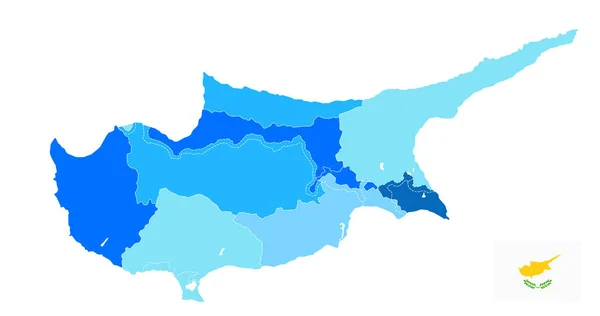 Zyperns Politische Landkarte Den Farben Blau Kein Text Leere Administrative — Stockvektor