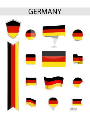 Almanya bayrağı koleksiyonu. Düz bayrakları illüstrasyon vektör.
