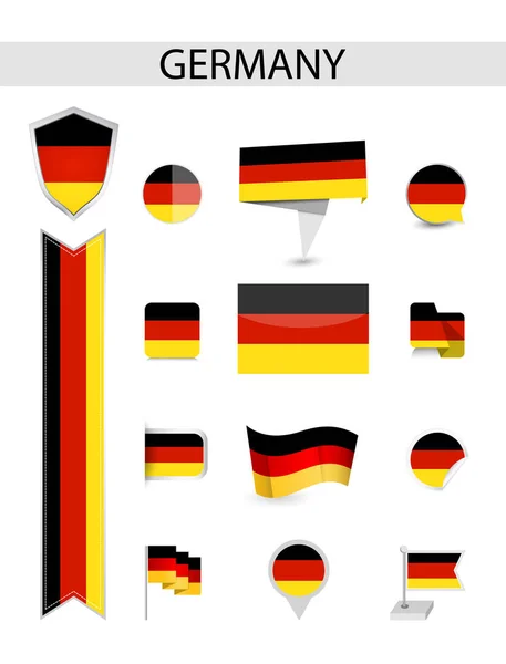 Tyskland Flagga Samling Flat Flaggor Vektor Illustration — Stock vektor