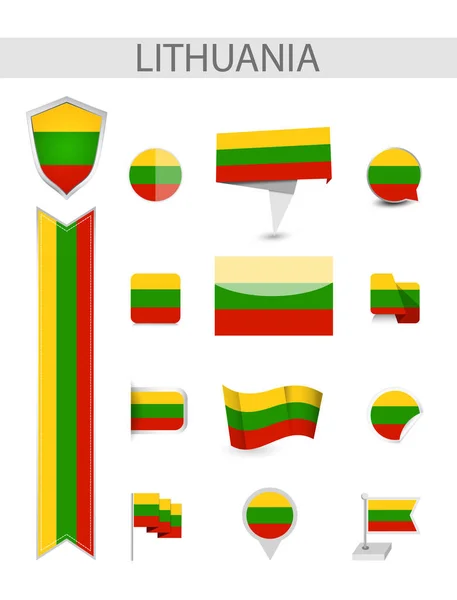 立陶宛国旗收藏 平的旗子向量例证 — 图库矢量图片