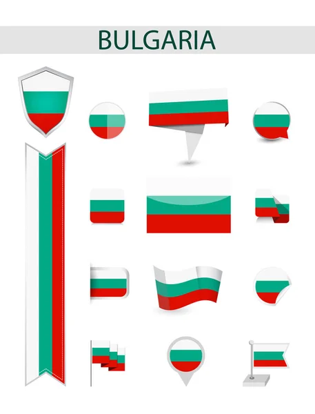 Collection Drapeaux Bulgarie Illustration Vectorielle Des Drapeaux Plats — Image vectorielle