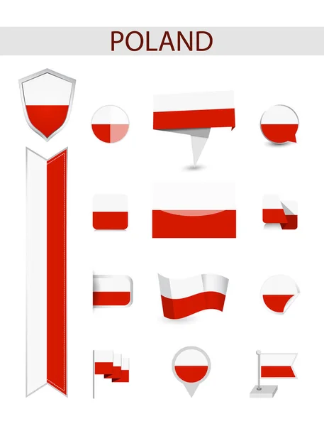Polen vlag collectie — Stockvector