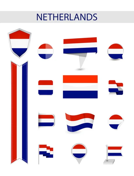 Holanda Bandeira Coleção — Vetor de Stock
