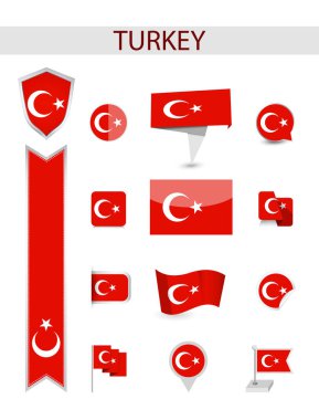 Türkiye'nin bayrak toplama. Düz bayrakları illüstrasyon vektör.
