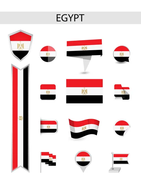 Colección Bandera Plana Egipto Banderas Planas Vector Ilustración — Vector de stock