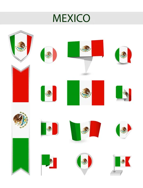 México Coleção Bandeira plana — Vetor de Stock