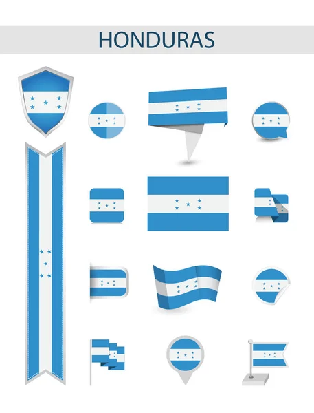 Kolekcja Płaskie Flaga Hondurasu Ilustracja Wektorowa Płaskie Flagi — Wektor stockowy